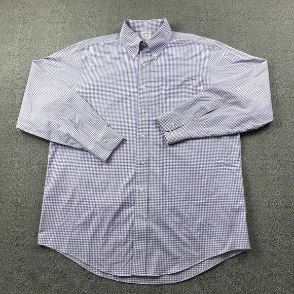 Brooks Brothers Shirt Adult Size 16.5 - 35 Check Button Up Long Sleeve Casual - Picture 1 of 13